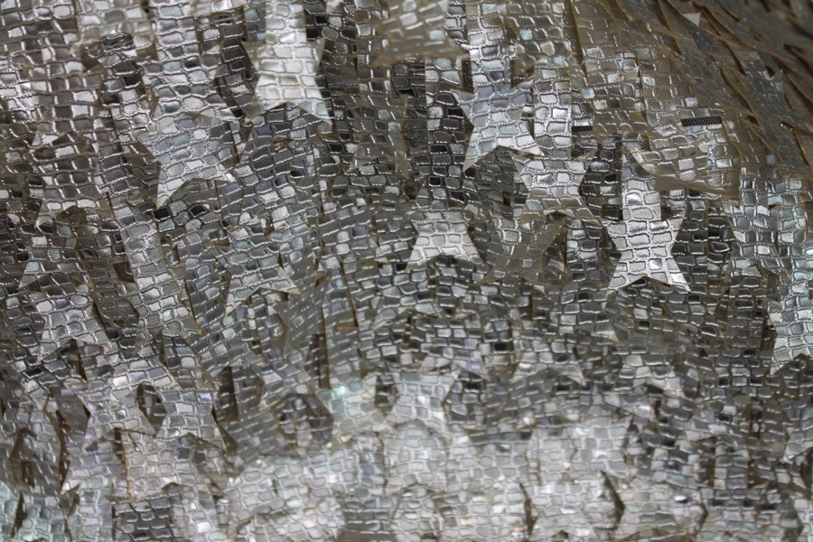 Textured Silver Leatherette Stars on Tulle fabric, image 3 of 8