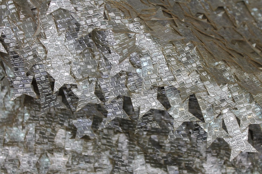 Textured Silver Leatherette Stars on Tulle fabric