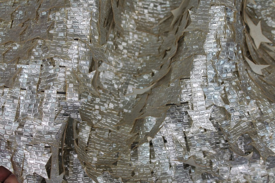 Textured Silver Leatherette Stars on Tulle fabric, image 5 of 8