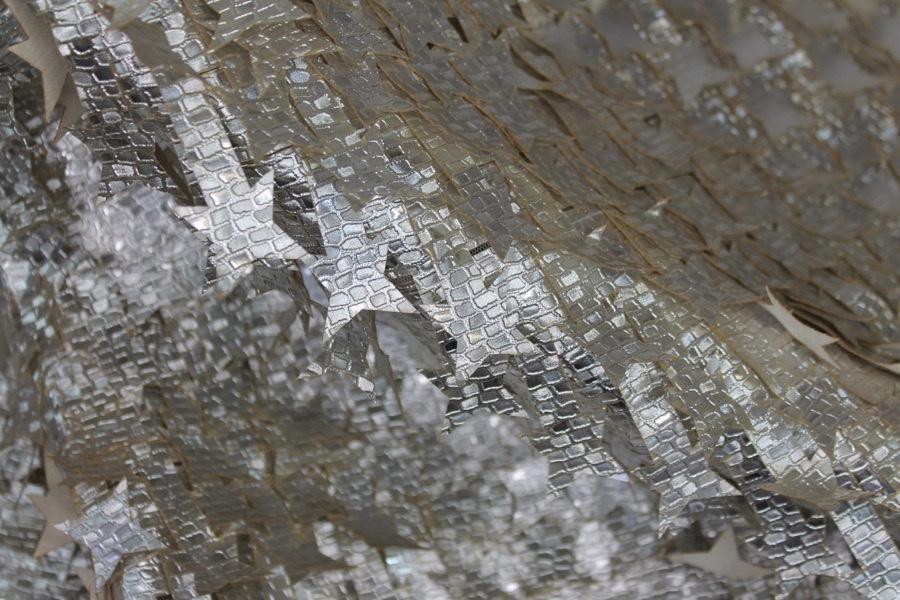 Textured Silver Leatherette Stars on Tulle fabric, image 8 of 8