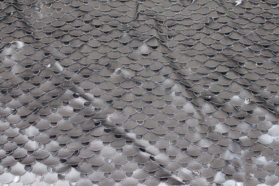 Black Leatherette Scales on Tulle fabric, image 2 of 4