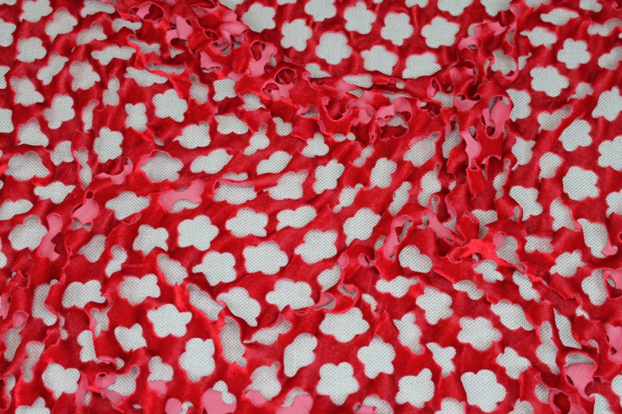 Laser Cut Soft Velvet - Red fabric, image 2 of 7