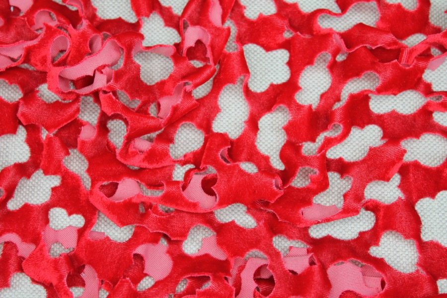 Laser Cut Soft Velvet - Red fabric