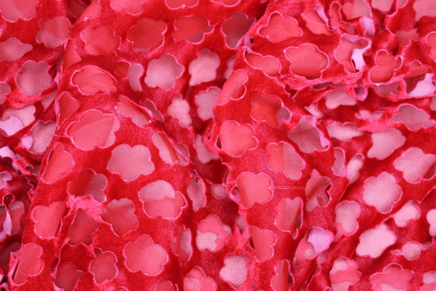 Laser Cut Soft Velvet - Red fabric, image 3 of 7