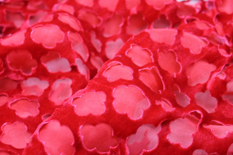 Laser Cut Soft Velvet - Red fabric, image 7 of 7