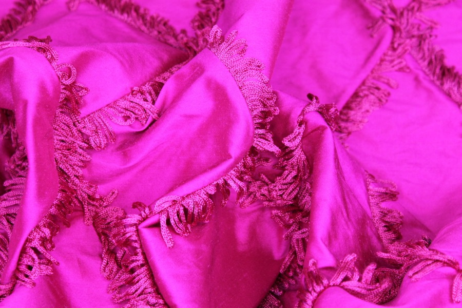 Silk Dupion with Fringed Harlequin Pintuck - Bright Pink fabric, image 5 of 6