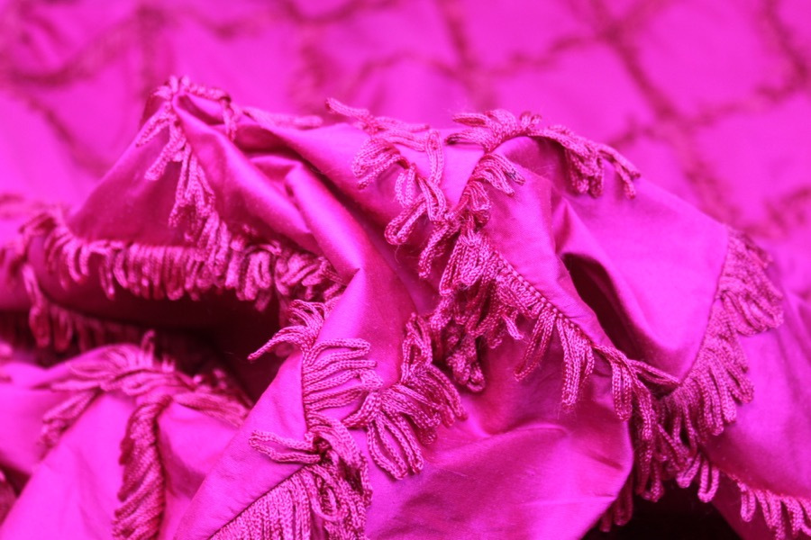 Silk Dupion with Fringed Harlequin Pintuck - Bright Pink fabric, image 6 of 6