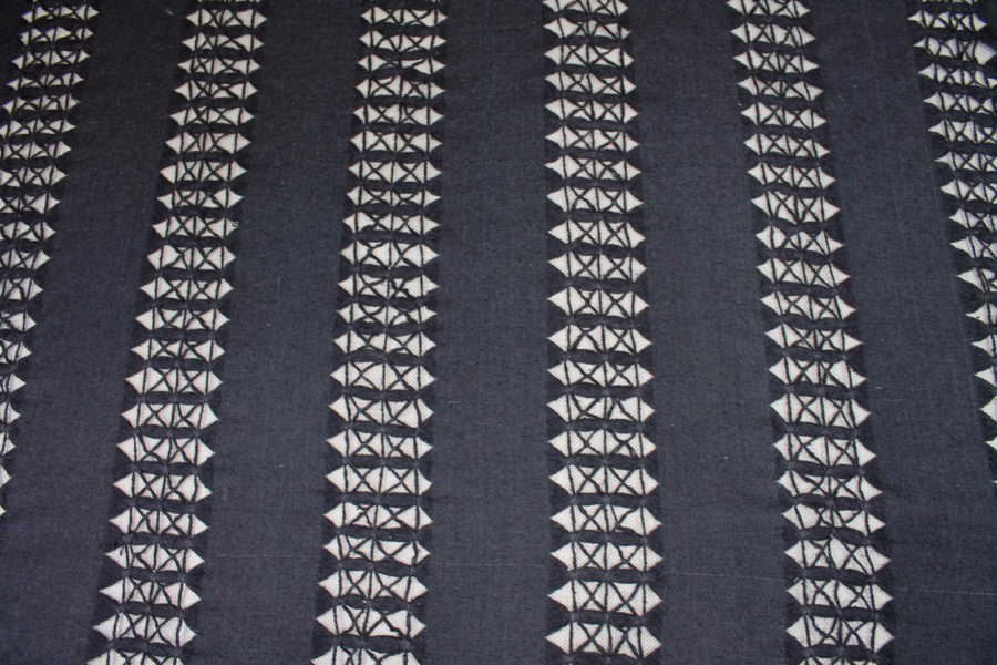 Black Silk Noil with String Pulled and Tied Lines fabric, image 3 of 5