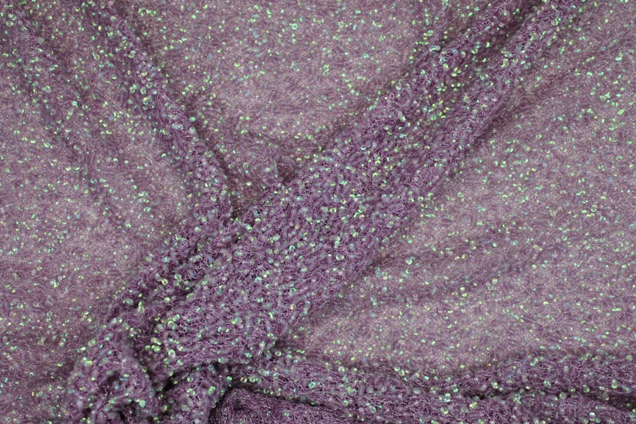 Encrusted Cupped Iridescent Micro-sequins on Mesh - African Violet fabric, image 5 of 8