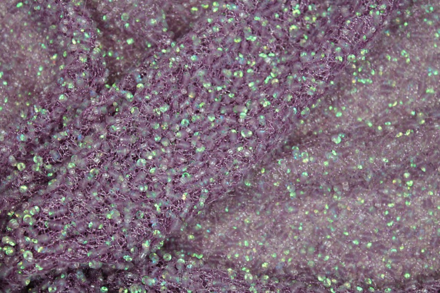 Encrusted Cupped Iridescent Micro-sequins on Mesh - African Violet fabric, image 4 of 8