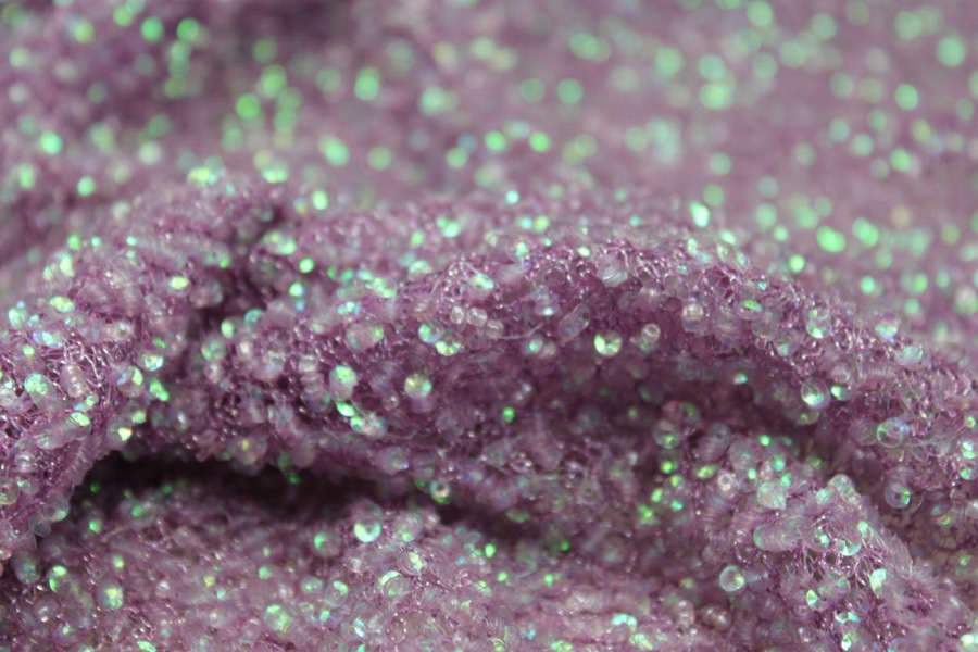 Encrusted Cupped Iridescent Micro-sequins on Mesh - African Violet fabric