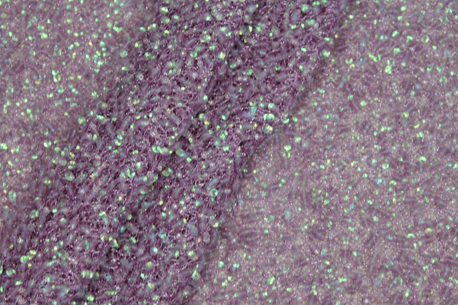 Encrusted Cupped Iridescent Micro-sequins on Mesh - African Violet fabric, image 6 of 8