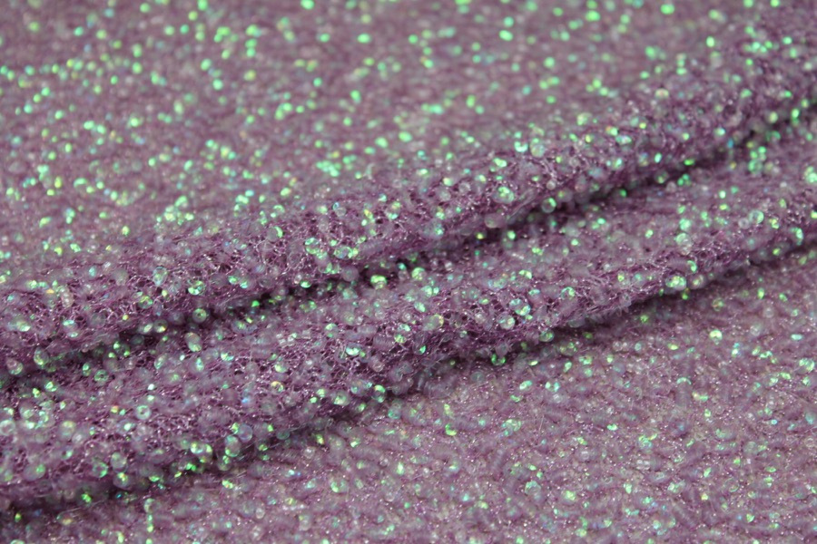 Encrusted Cupped Iridescent Micro-sequins on Mesh - African Violet fabric, image 2 of 8