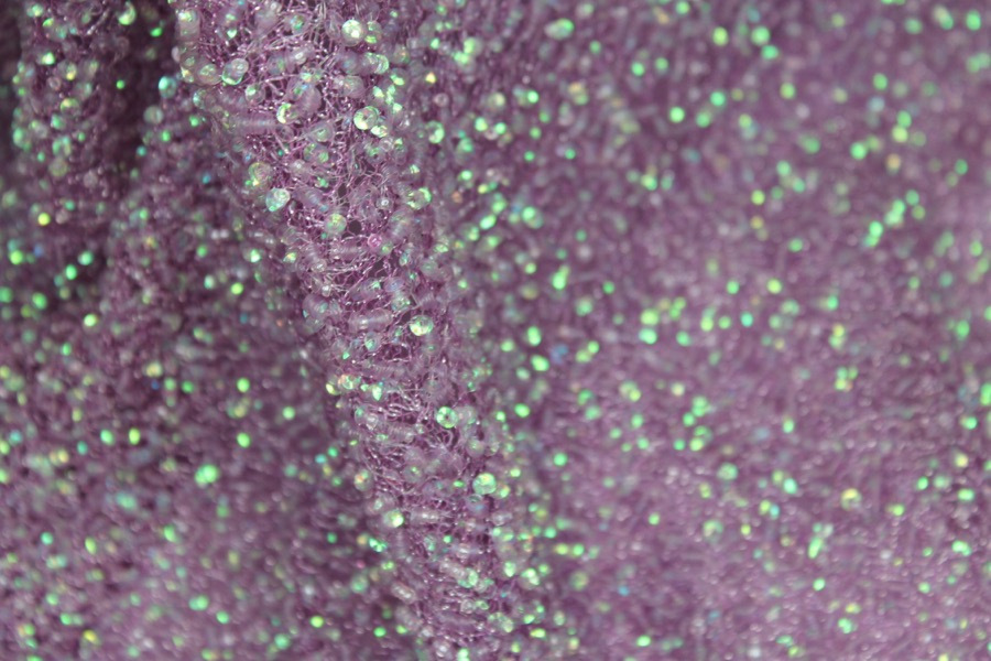 Encrusted Cupped Iridescent Micro-sequins on Mesh - African Violet fabric, image 8 of 8