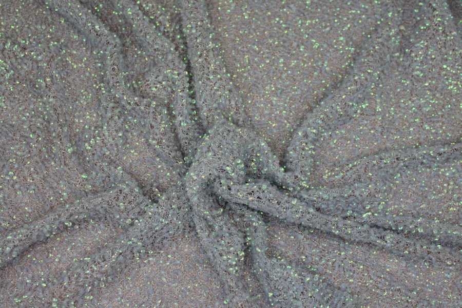 Encrusted Cupped Iridescent Micro-sequins on Mesh - Pale Blue fabric, image 2 of 6