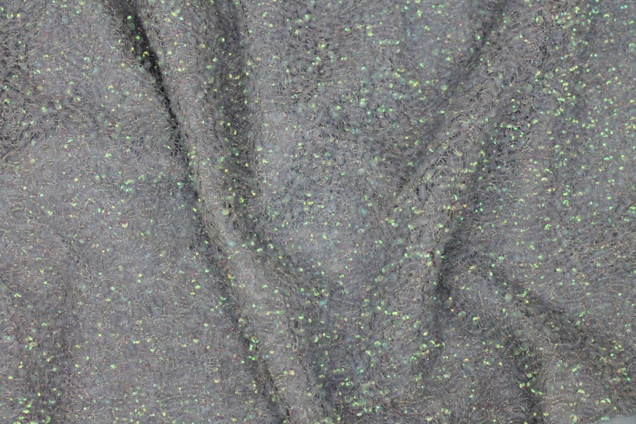 Encrusted Cupped Iridescent Micro-sequins on Mesh - Pale Blue fabric, image 5 of 6