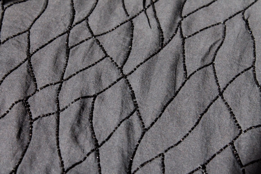 Black Silk Chiffon with Beaded Black Lines fabric, image 2 of 9