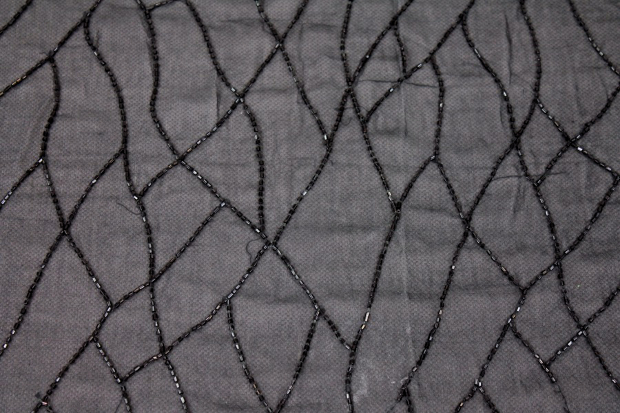 Black Silk Chiffon with Beaded Black Lines fabric, image 9 of 9