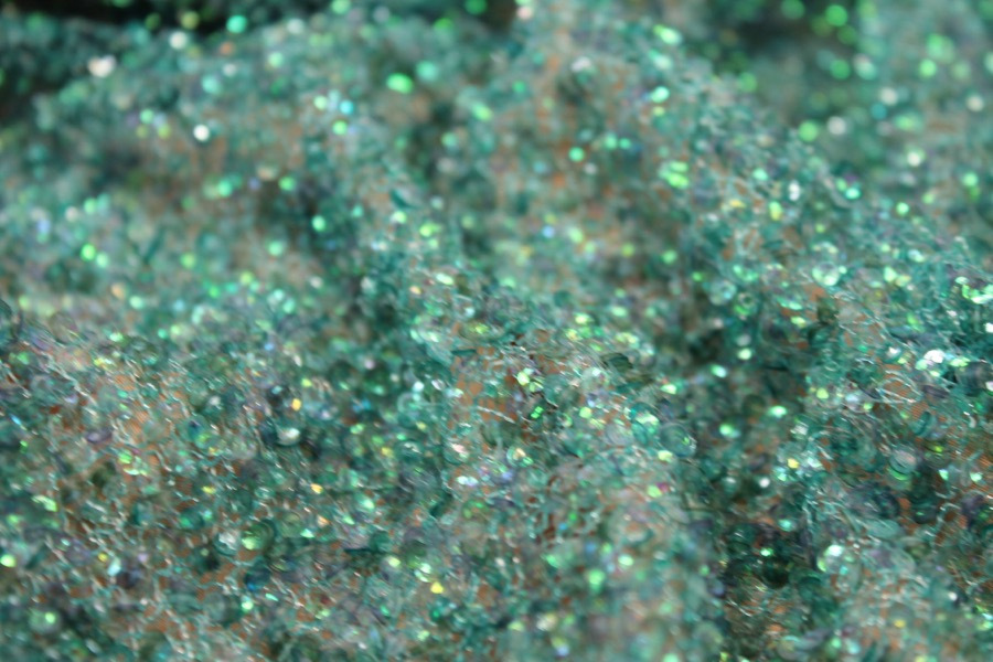 Encrusted Cupped Iridescent Micro-sequins on Mesh - Peacock fabric, image 3 of 7