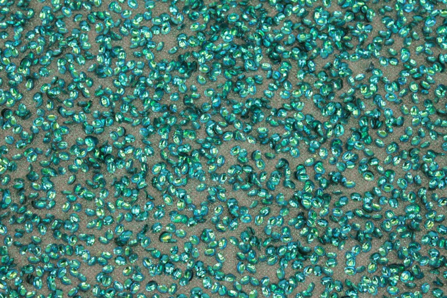 Oval Cupped Iridescent Metallic Peacock Sequins on Mesh fabric, image 2 of 7