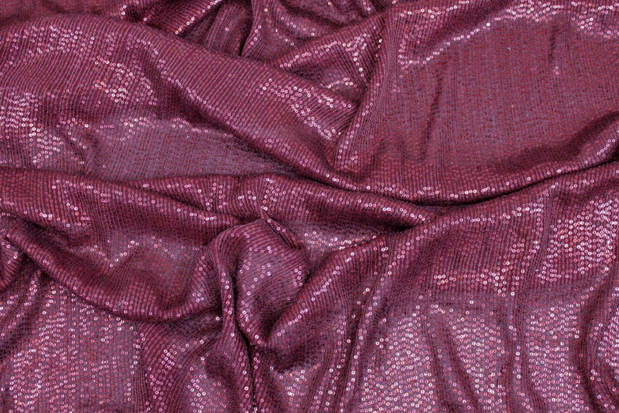 Micro Sequin On Silk Chiffon - Burgundy fabric, image 3 of 5