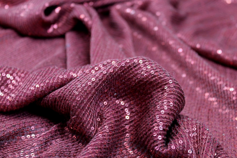Micro Sequin On Silk Chiffon - Burgundy fabric, image 2 of 5