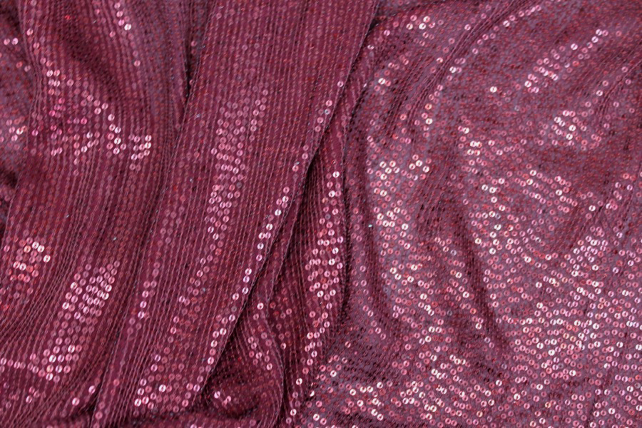 Micro Sequin On Silk Chiffon - Burgundy fabric, image 5 of 5