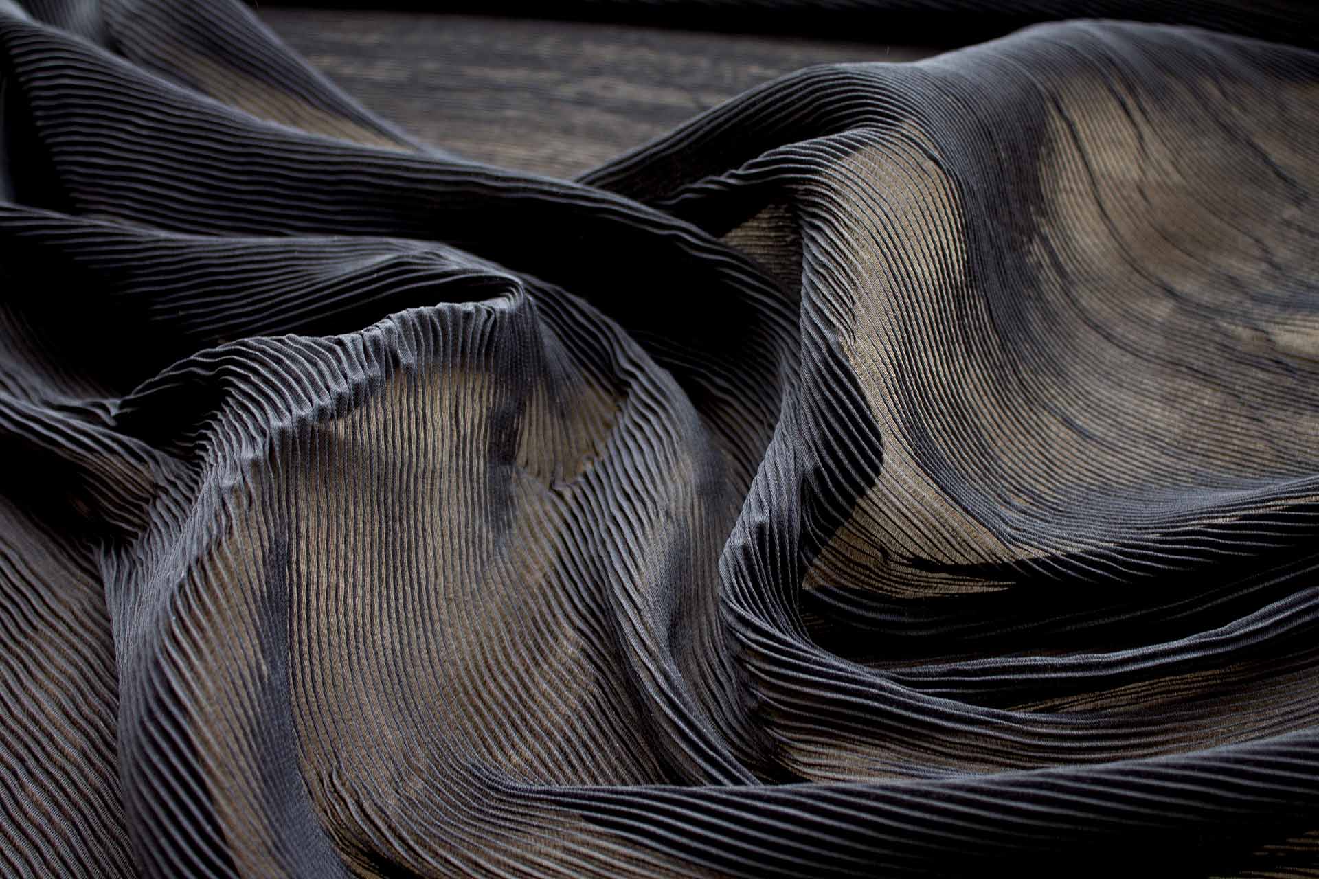 Pleated Crisp Polyester Georgette - Black fabric, image 3 of 7