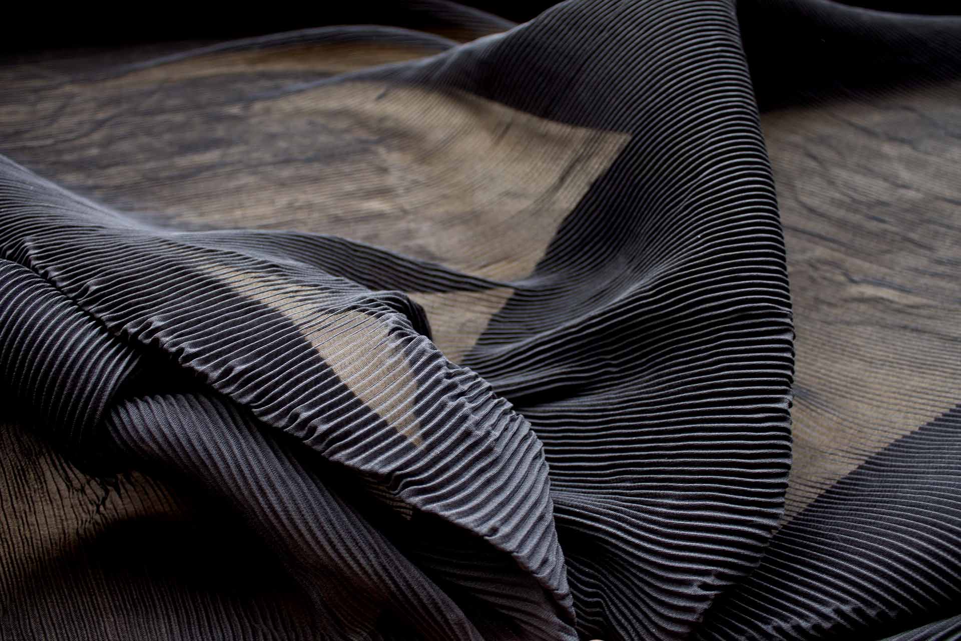 Pleated Crisp Polyester Georgette - Black fabric, image 6 of 7