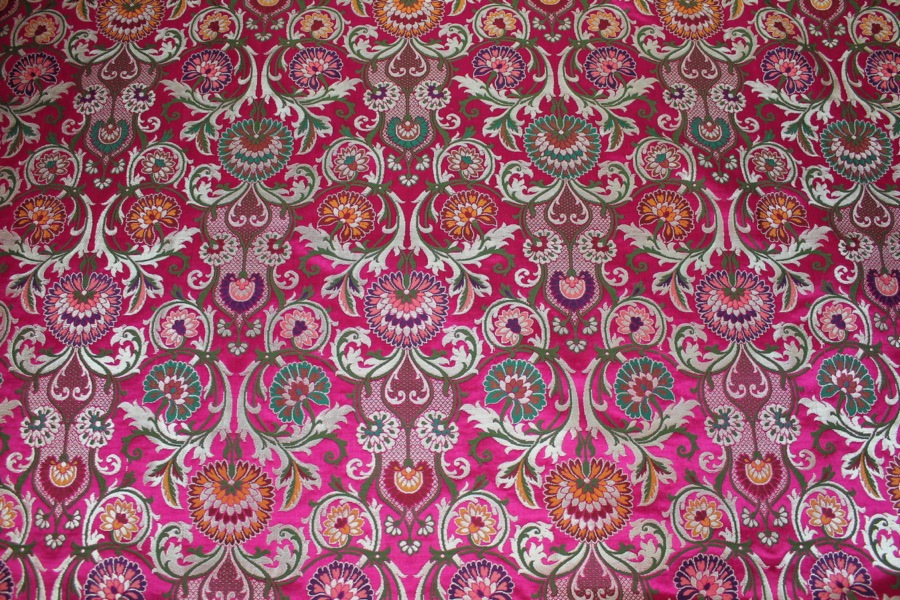 Heavy Banaras Brocade - Deep Pink/Multi fabric, image 2 of 6