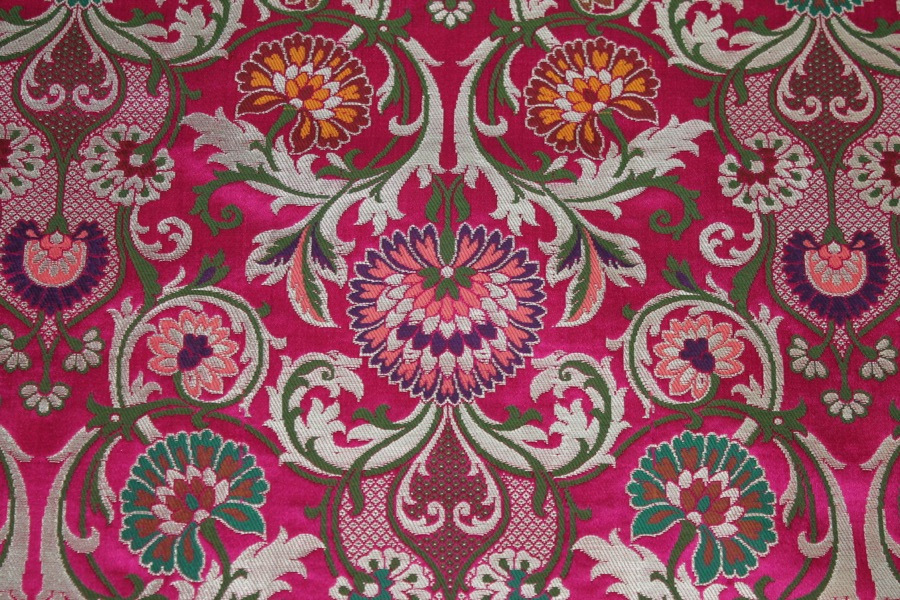 Heavy Banaras Brocade - Deep Pink/Multi fabric, image 6 of 6