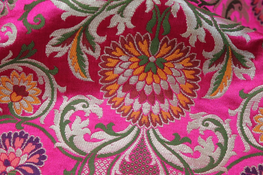 Heavy Banaras Brocade - Deep Pink/Multi fabric, image 4 of 6