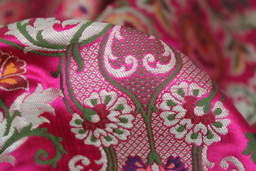 Heavy Banaras Brocade - Deep Pink/Multi fabric, image 5 of 6