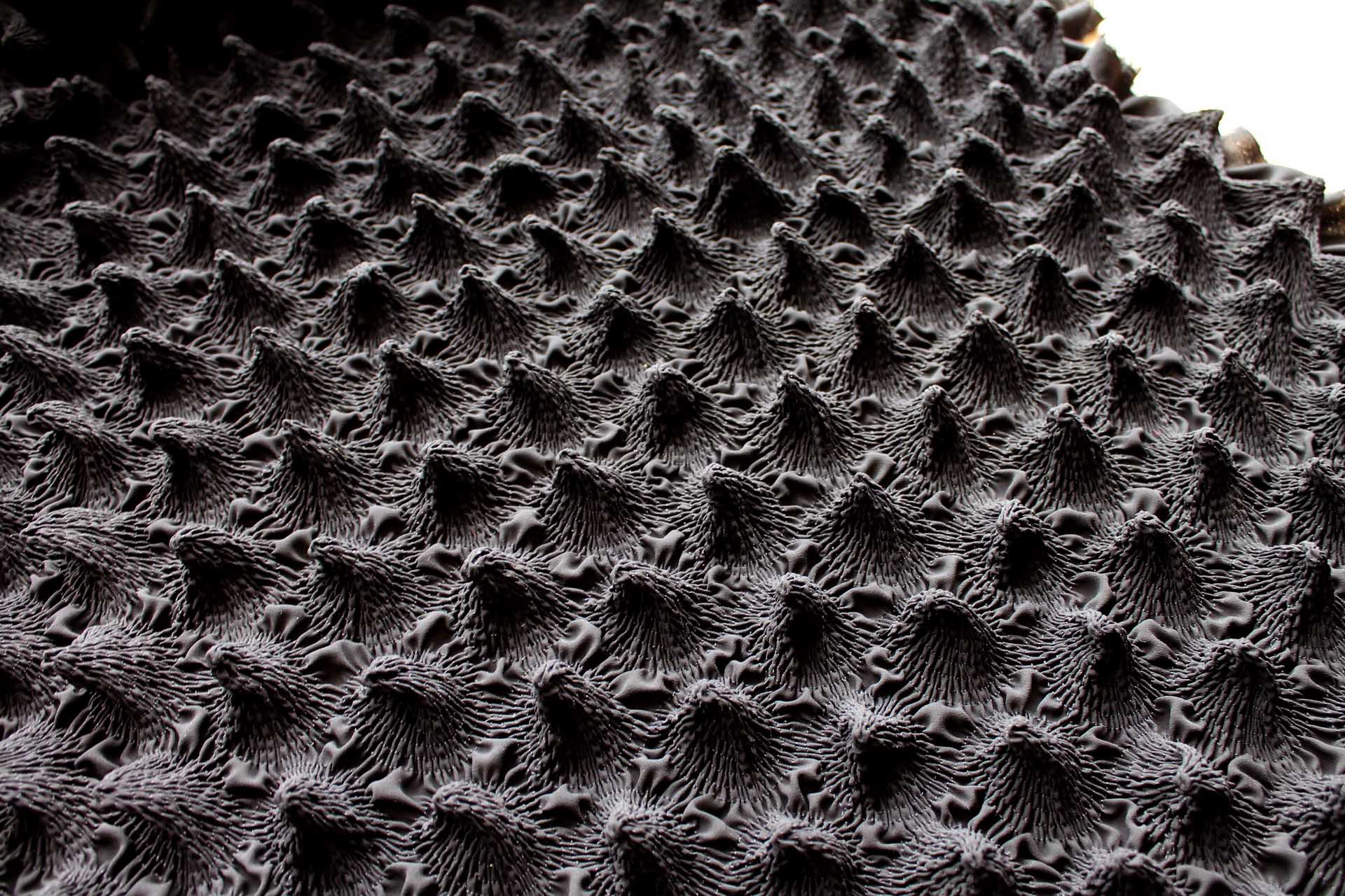 "Point" Shirred Recycled Polyester Georgette - Black fabric, image 2 of 8