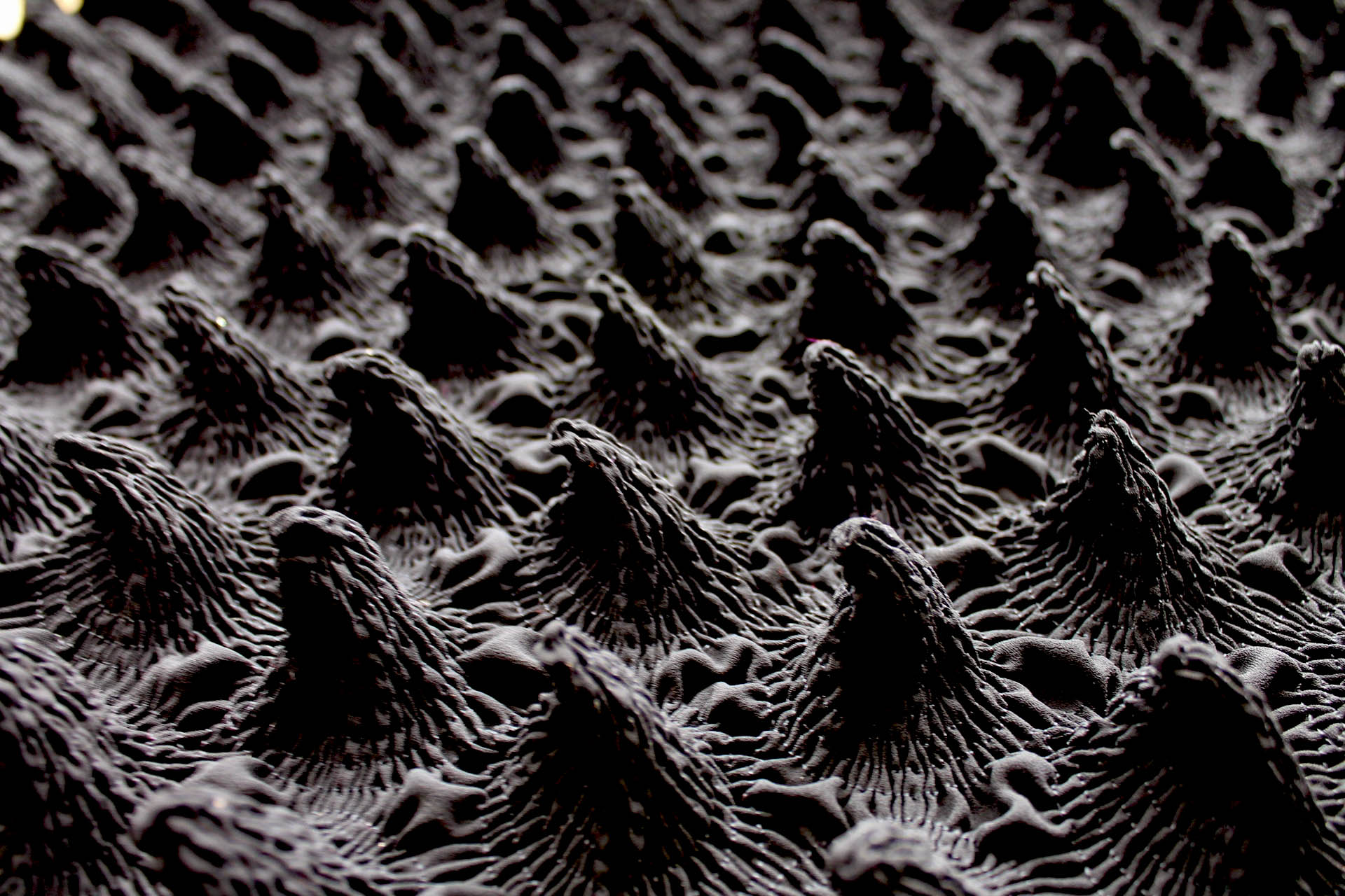 "Point" Shirred Recycled Polyester Georgette - Black fabric, image 3 of 8