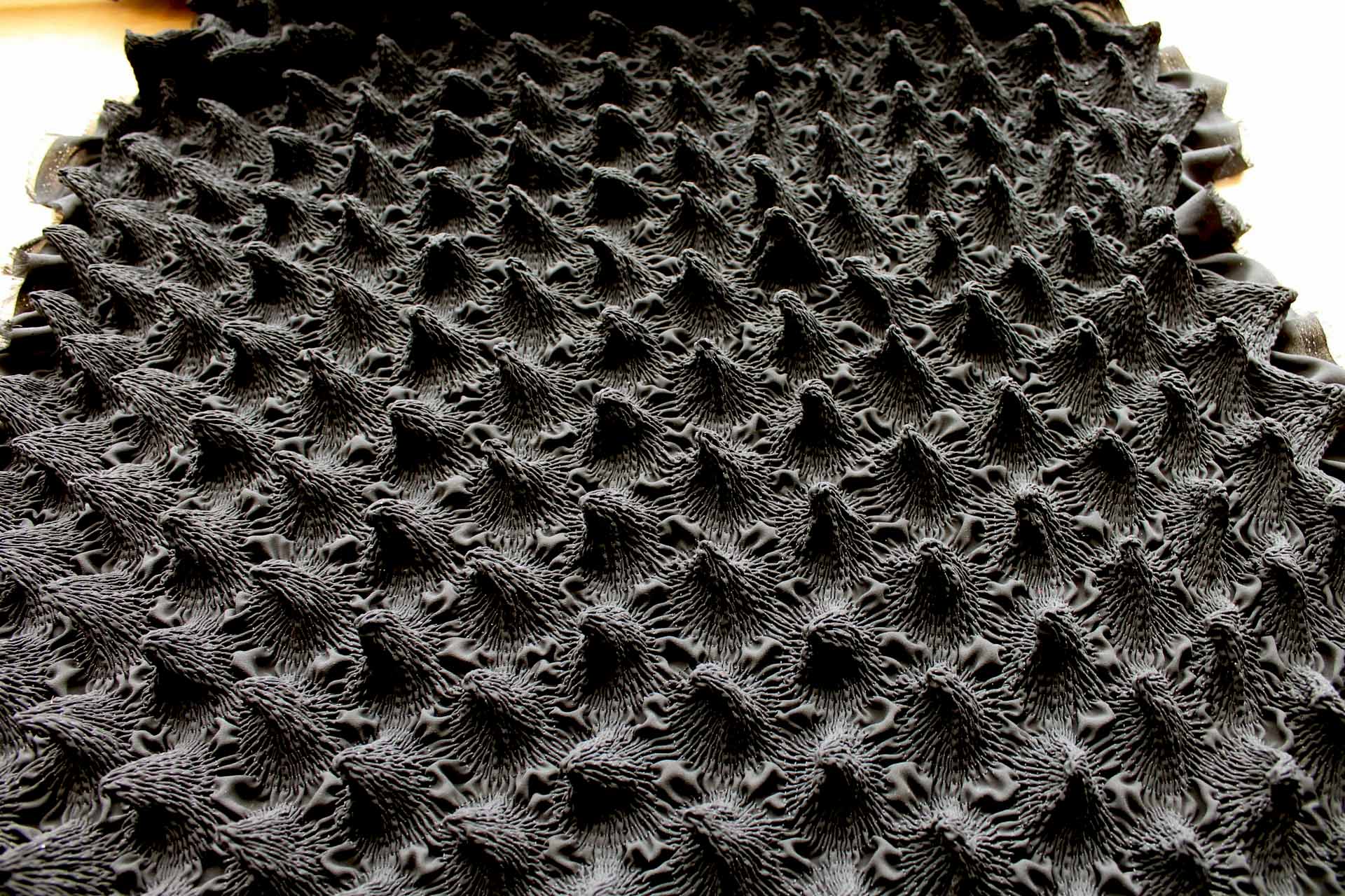 "Point" Shirred Recycled Polyester Georgette - Black fabric, image 5 of 8