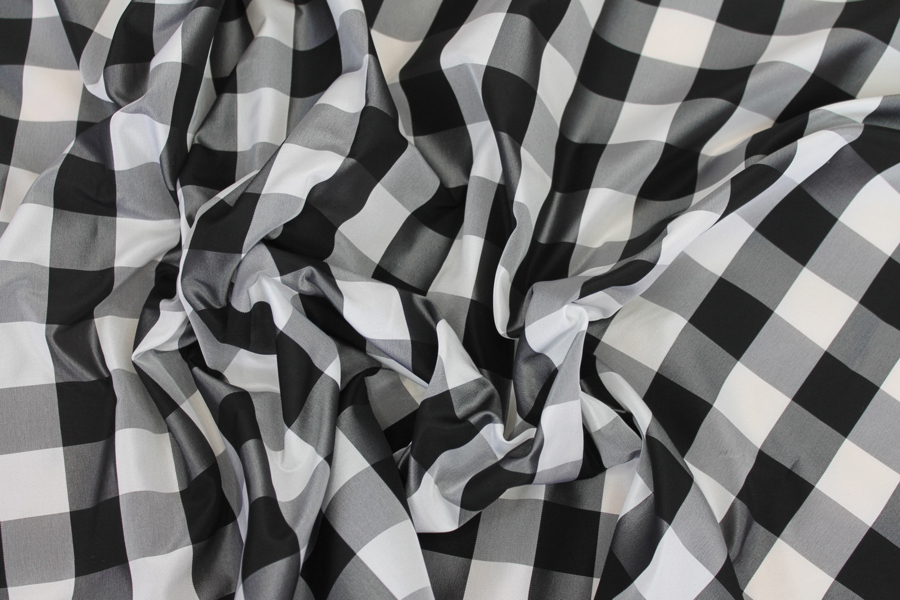 Check Acetate Taffeta - Black/White fabric, image 3 of 6