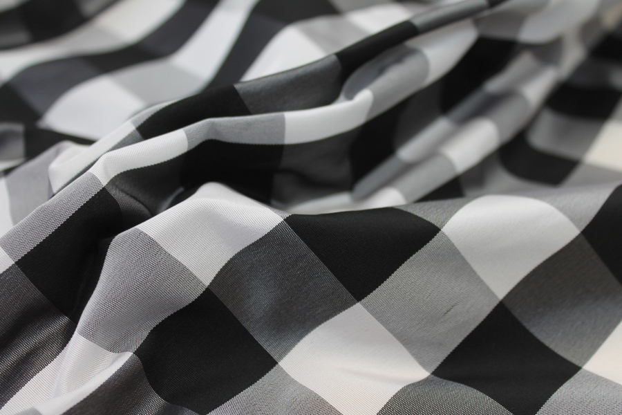 Check Acetate Taffeta - Black/White - 0.5m Piece fabric, image 5 of 6