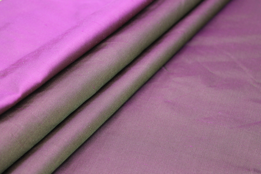 Silk Twill Backed Dupion - Magenta shot Gold fabric