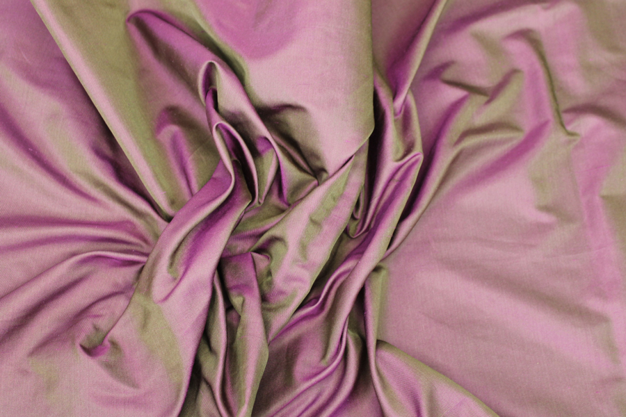 Silk Twill Backed Dupion - Magenta shot Gold fabric, image 2 of 5