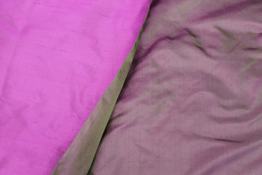 Silk Twill Backed Dupion - Magenta shot Gold fabric, image 3 of 5