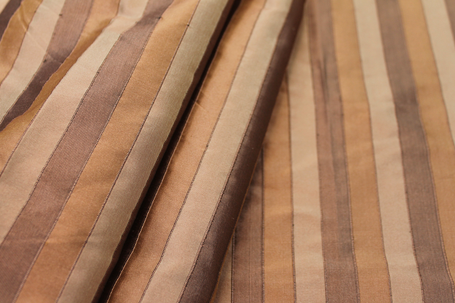 Wide Striped Silk Dupion - Browns fabric