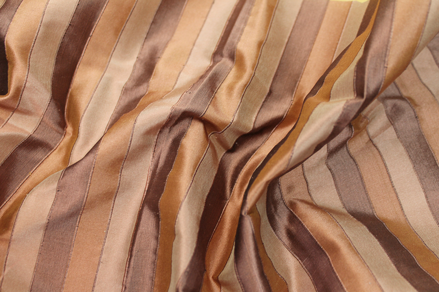 Wide Striped Silk Dupion - Browns fabric, image 4 of 6