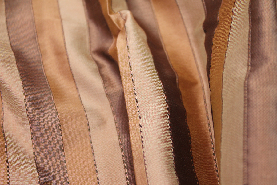 Wide Striped Silk Dupion - Browns fabric, image 5 of 6