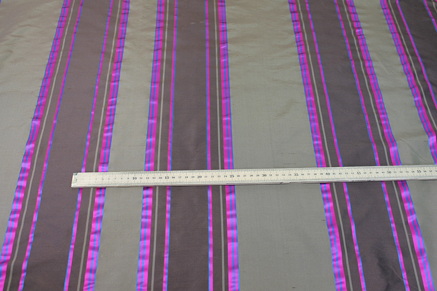 Satin Stripe Taffeta - Brown Khaki Blue Pink - 1.7m Piece fabric, image 3 of 7