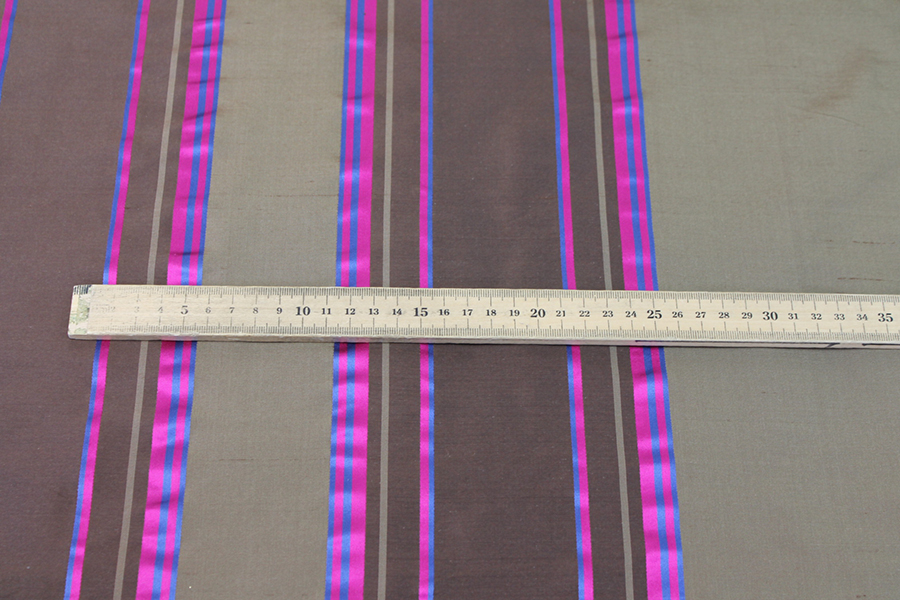 Satin Stripe Taffeta - Brown Khaki Blue Pink - 1.7m Piece fabric, image 6 of 7