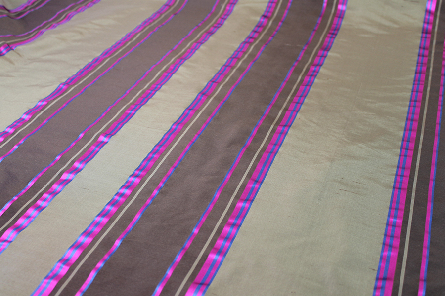 Satin Stripe Taffeta - Brown Khaki Blue Pink - 0.5m Piece fabric, image 4 of 7