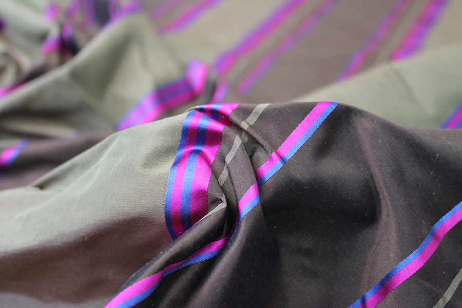 Satin Stripe Taffeta - Brown Khaki Blue Pink - 0.5m Piece fabric, image 5 of 7