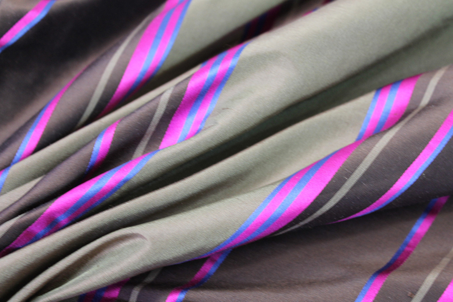 Satin Stripe Taffeta - Brown Khaki Blue Pink - 1.7m Piece fabric, image 7 of 7
