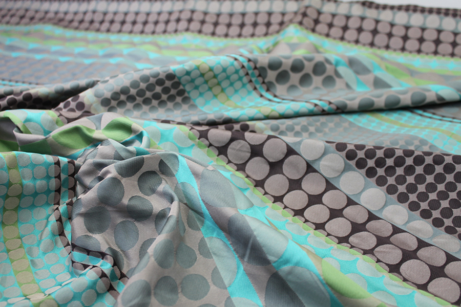 Geometric Brocade - Greens, Turquoises and Beige fabric, image 8 of 10